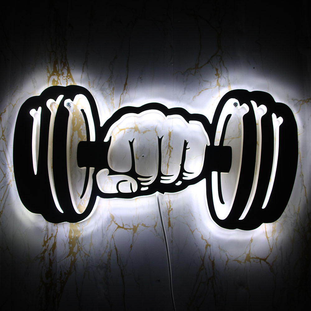 Embroidery Studio - Dumbbells Strength LED Wall Light Sign