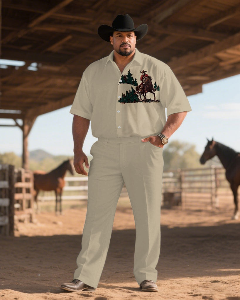 Embroidery In The Piece - S-9XL Men's Western Cowboy Embroidery Print