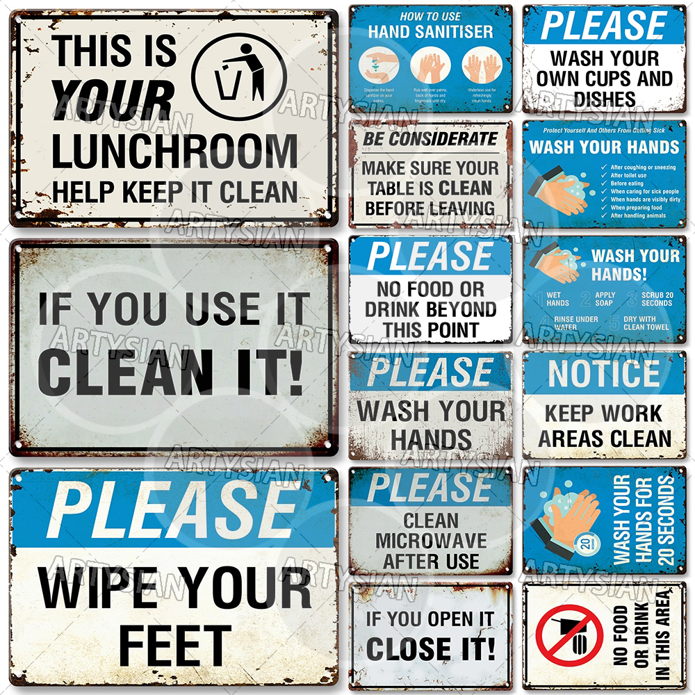 Embroidery Water - Hygiene Metal Sign No Shoes No