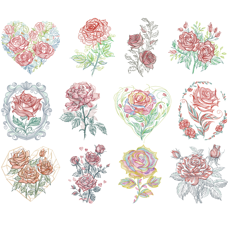 Embroidery Effect Canva - 22cm Rose Heat Transfer Printing Patch