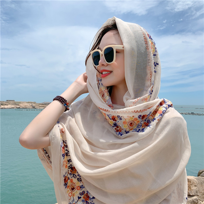 Embroidery Shawl - Four Seasons Muslim Women's Headscarf Shawl
