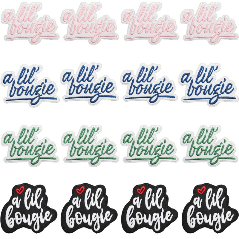 Embroidery On Black Shirt - English Letters Pink Black Blue Green