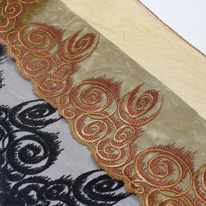 Embroidery Yellow Dress - 28Yards Embroidery Lace Fabric Black Yellow