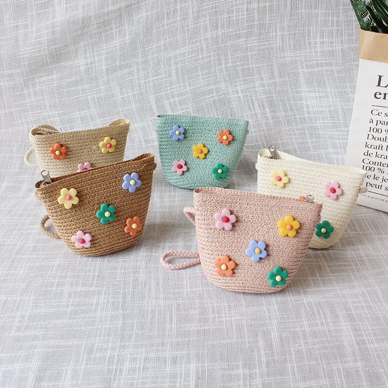 Embroidery Love - Children's Straw Crossbody Bag Lovely Girls