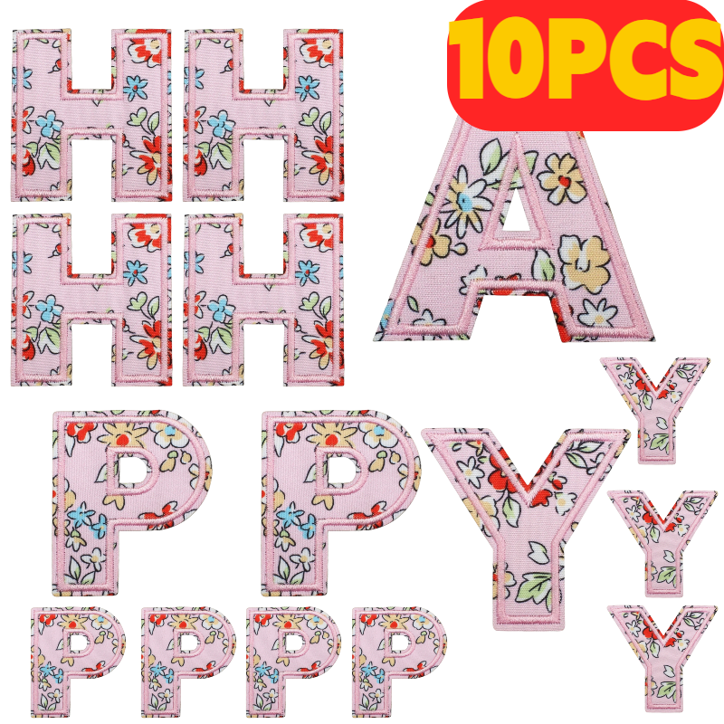 Embroidery Alphabet Designs - 10PCS Cartoon Letter Pink Embroidery Patches