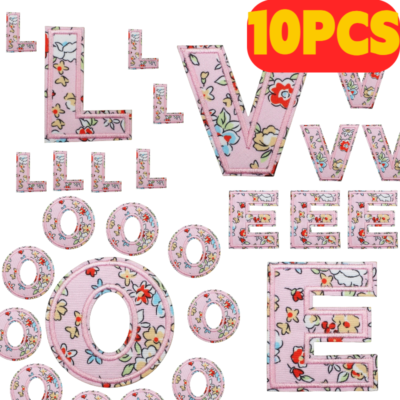 Embroidery Alphabet Designs - 10PCS Pink Pattern Letter Embroidery Patches