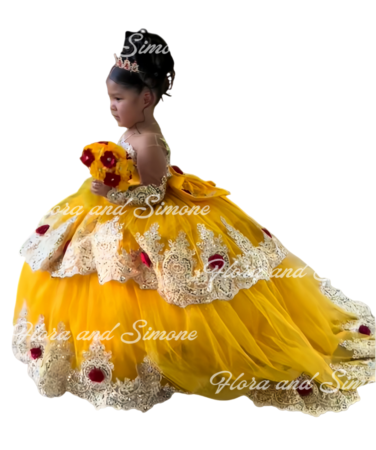 Embroidery Yellow Dress - Yellow Flower Girl Dress For Wedding