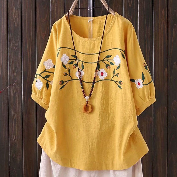 Embroidery On Shirt - Plus-size Women's Spring and Summer New