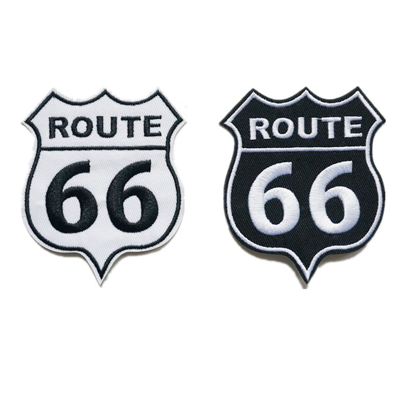 Embroidery On Black Shirt - Embroidery Letters Patches Route 66 Sew