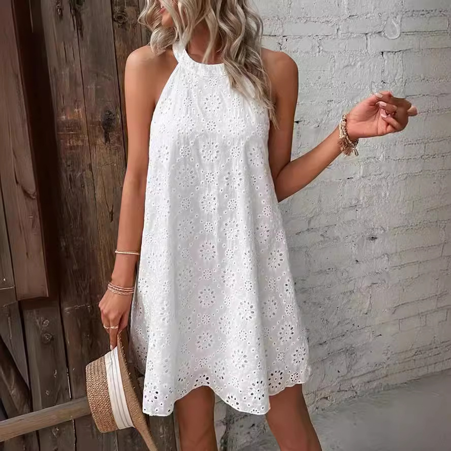 Summer Cotton Eyelet Halter Dr - огляд і ціна Embroidery Eyelet