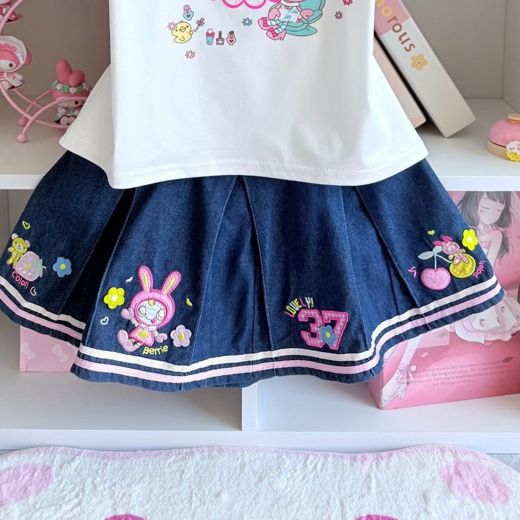 Japanese Sweet Skirt Sets Summ - огляд і ціна Embroidery On Shirt