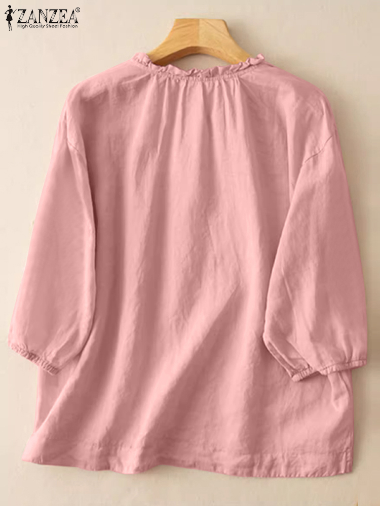 ZANZEA Summer Vintage Shirts E - огляд і ціна Embroidery On Shirt