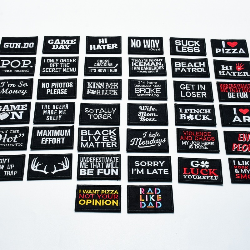 English Letters Black White Re - огляд і ціна Embroidery On Black Shirt