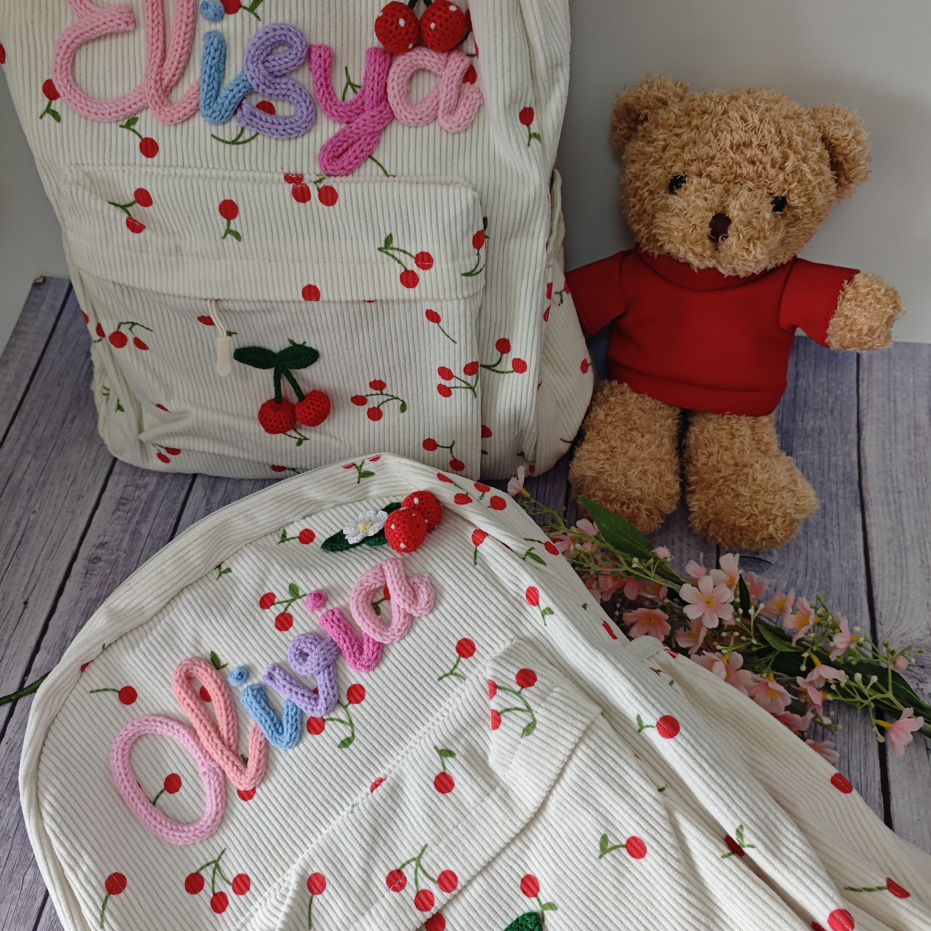 Personalized Cherry Backpacks  - огляд і ціна Embroidery Name Designs