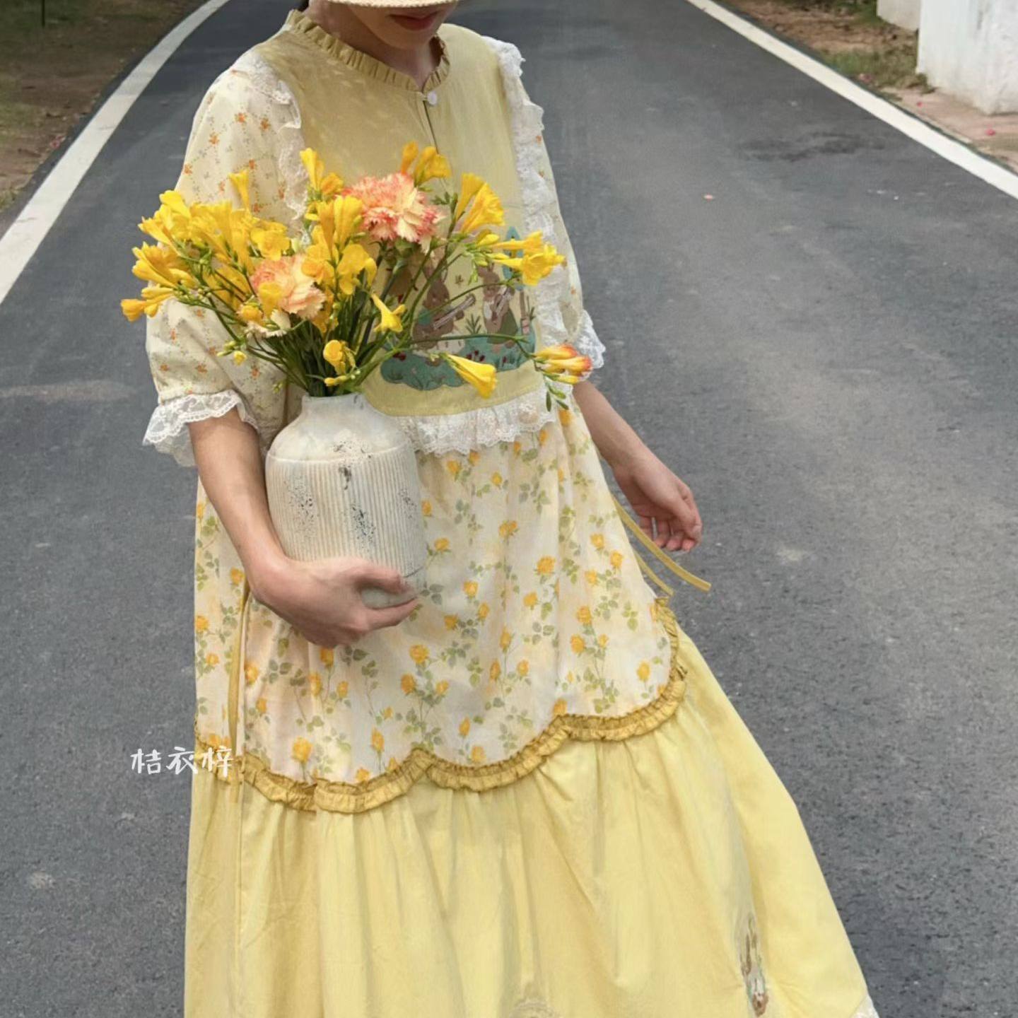 Summer Cotton Sweet Japanese S - огляд і ціна Embroidery Yellow Dress