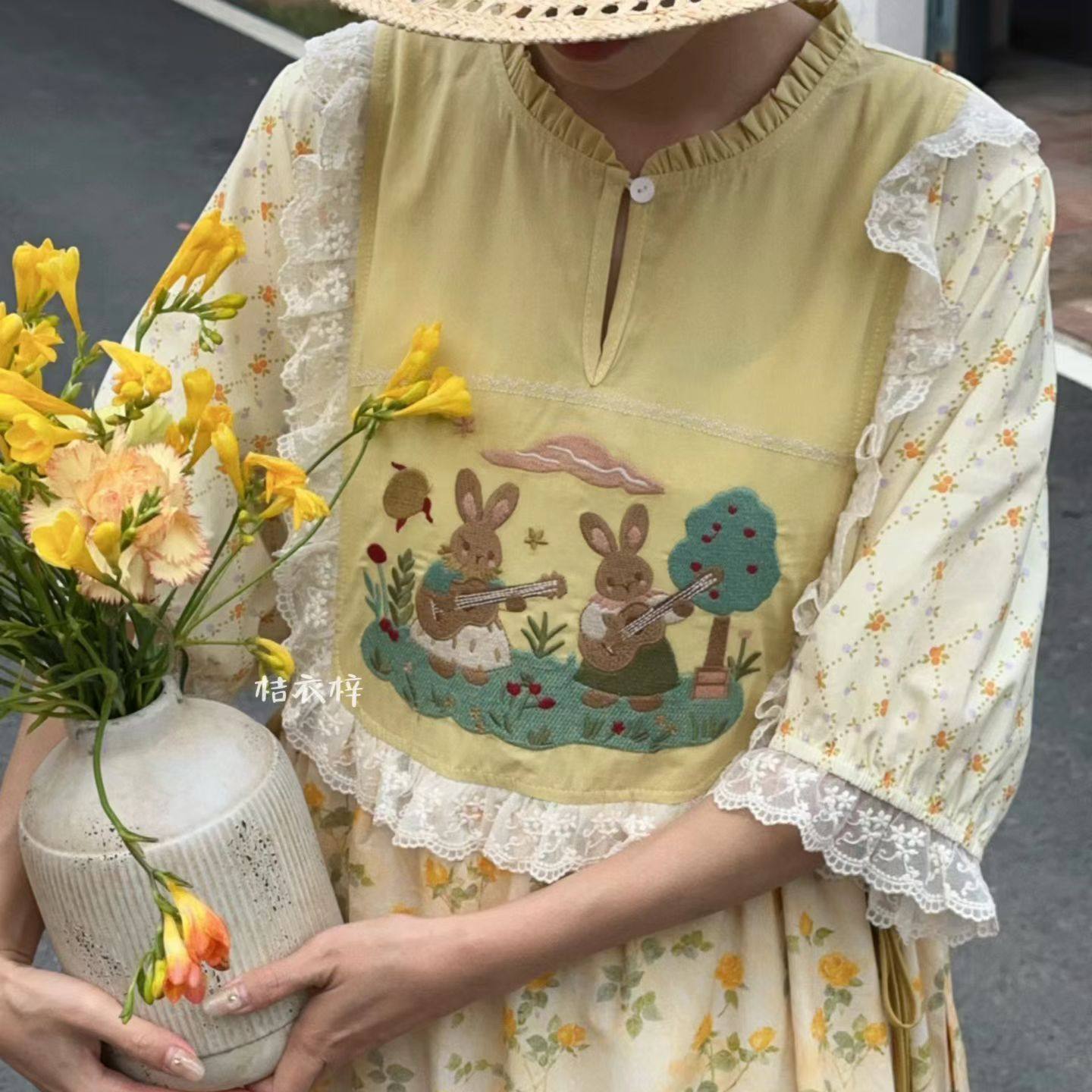 Summer Cotton Sweet Japanese S - огляд і ціна Embroidery Yellow Dress