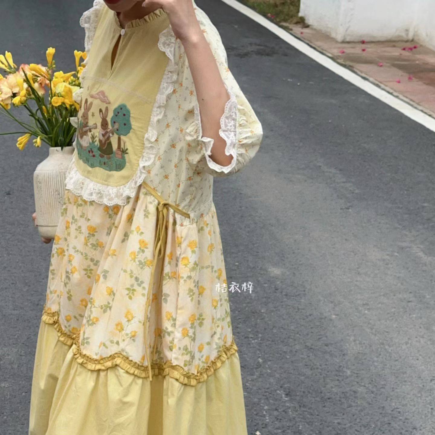 Summer Cotton Sweet Japanese S - огляд і ціна Embroidery Yellow Dress