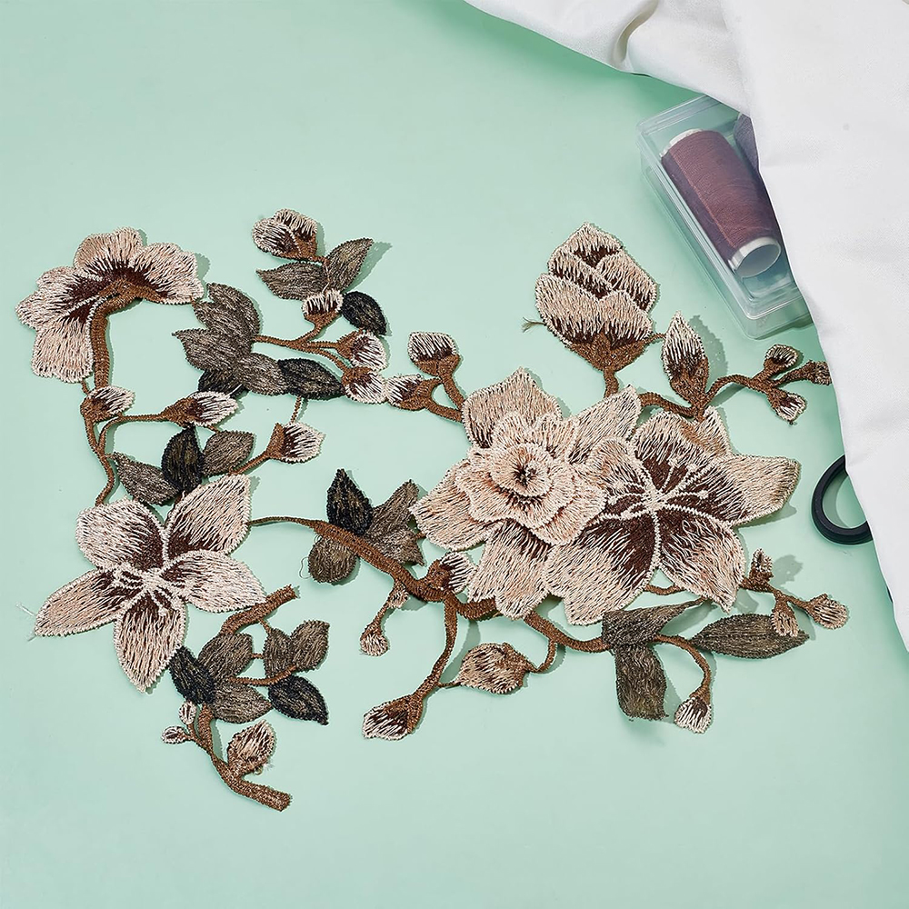 1 Pair Brown Pink Flower Embro - огляд і ціна Embroidery Veil