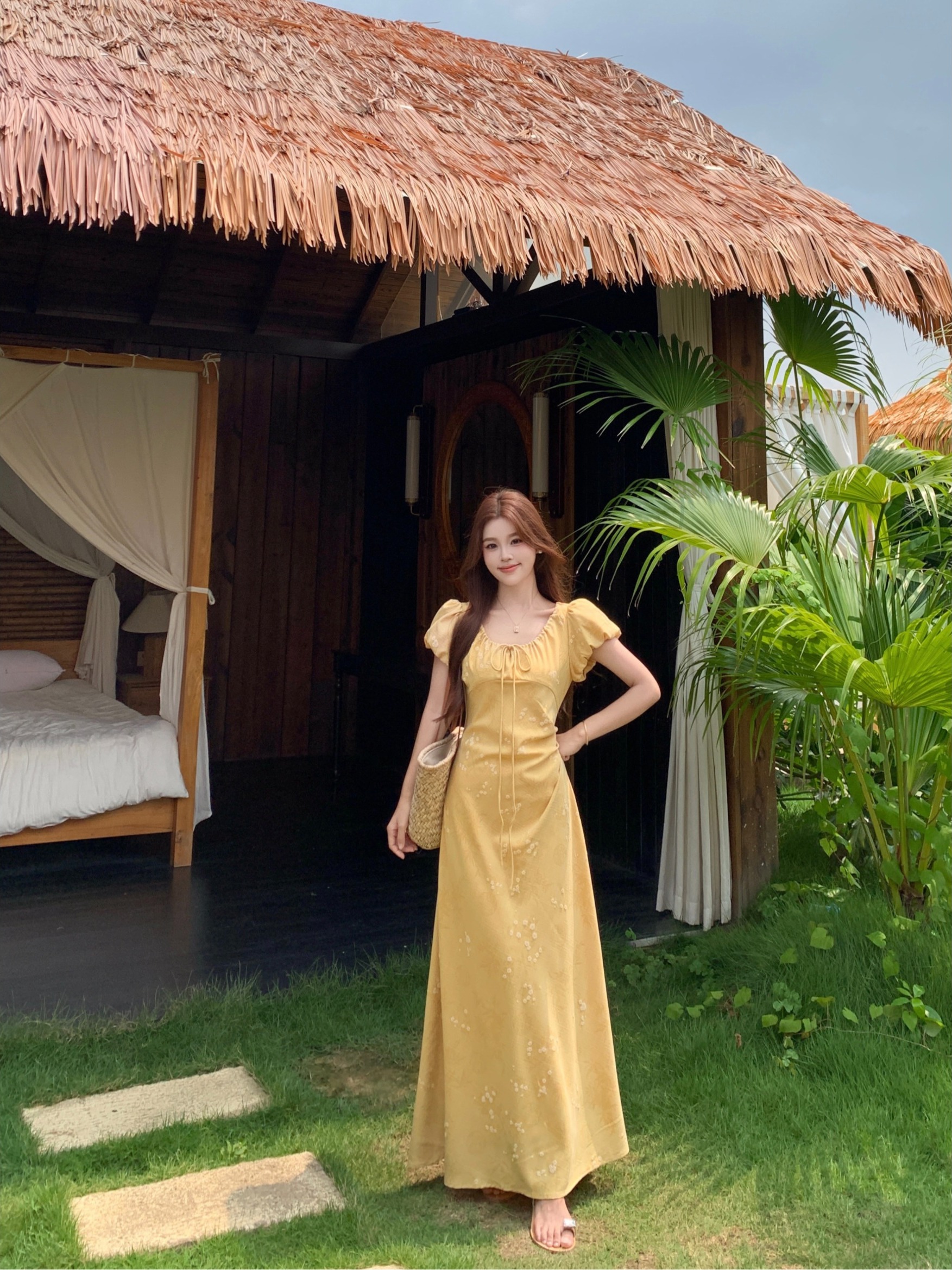 plus Size Vintage Floral Embro - огляд і ціна Embroidery Yellow Dress