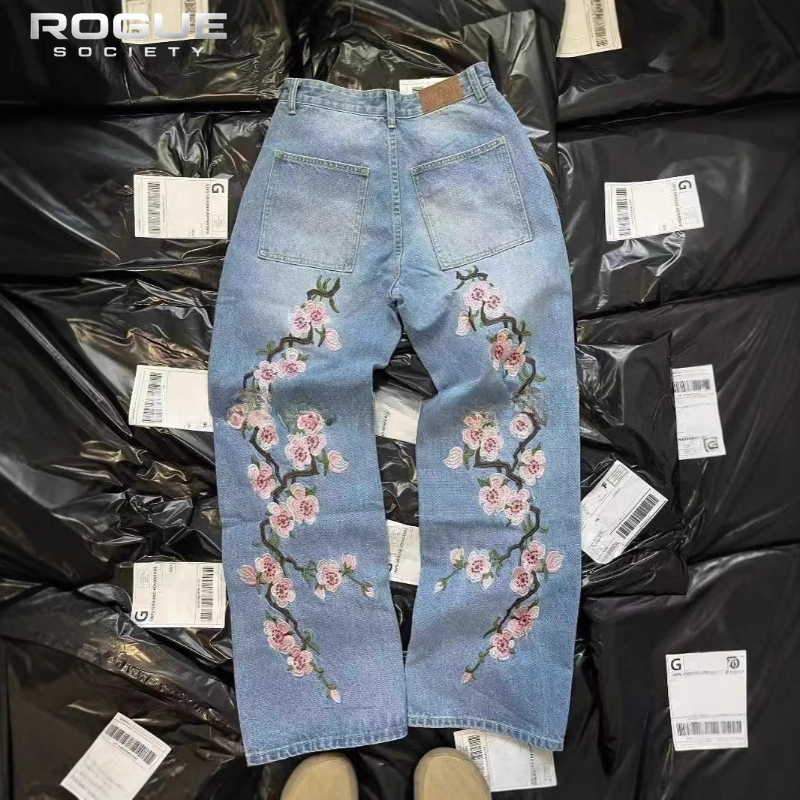 New Y2K American Retro Sakura  - огляд і ціна Embroidery Jeans Sakura