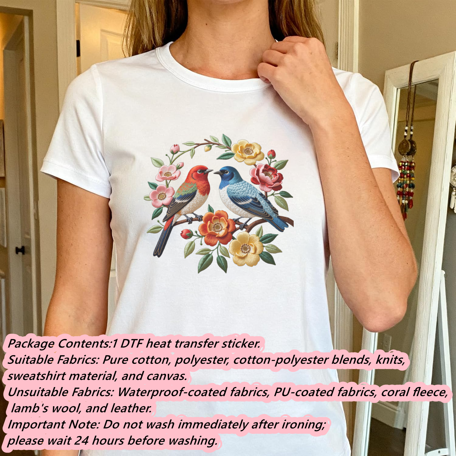 1 Piece of Bird Pattern Clothi - огляд і ціна Embroidery In The Piece