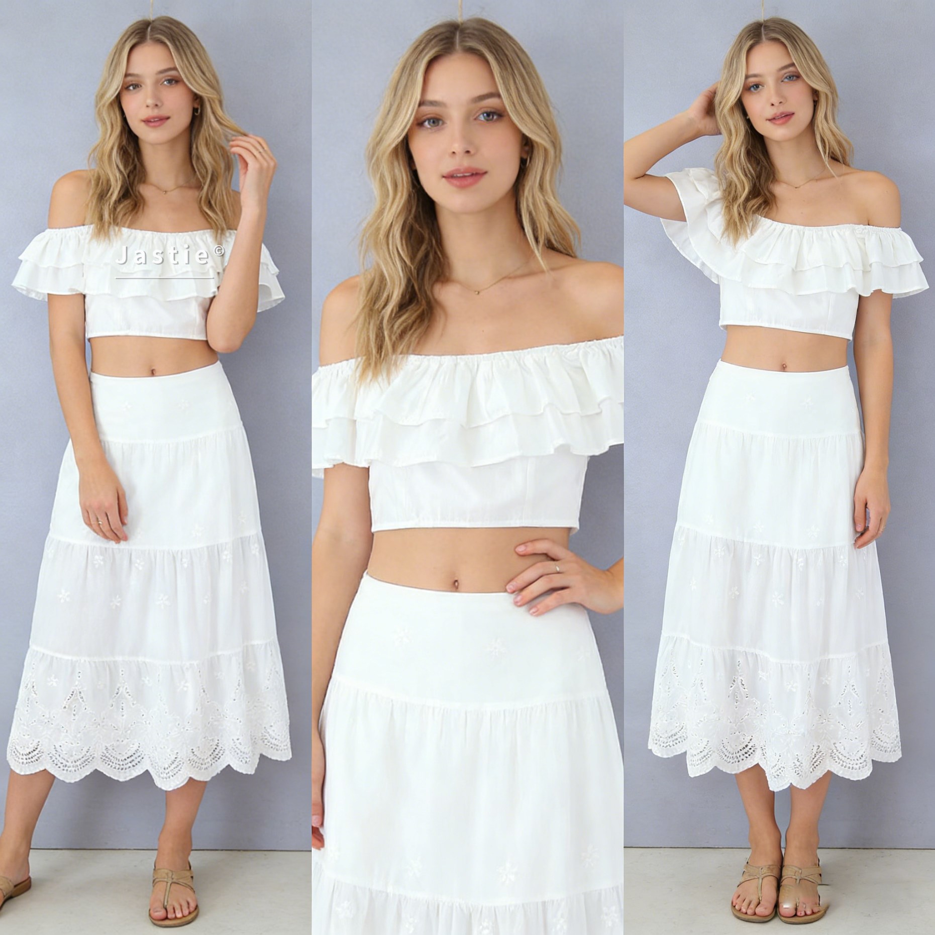 French White 2 Piece Set Women - огляд і ціна Embroidery Eyelet