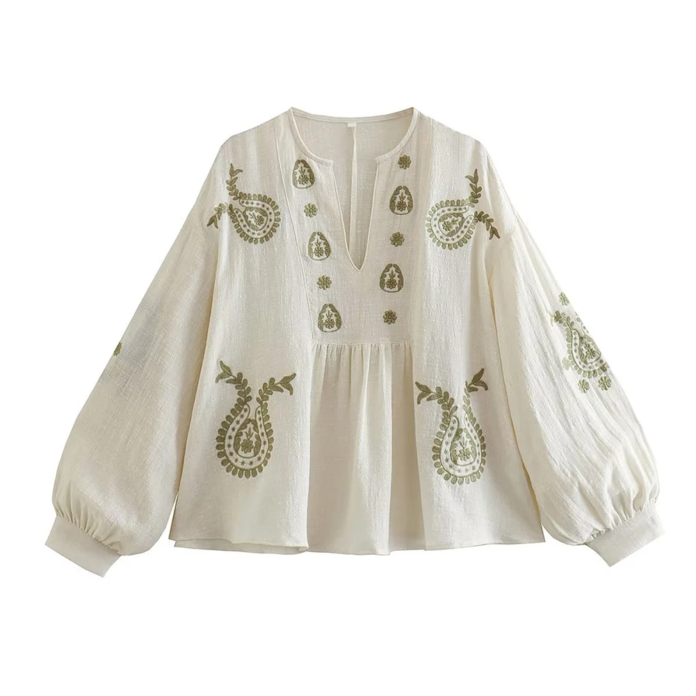 Womens New Loose Cotton Embroi - огляд і ціна Embroidery On Shirt