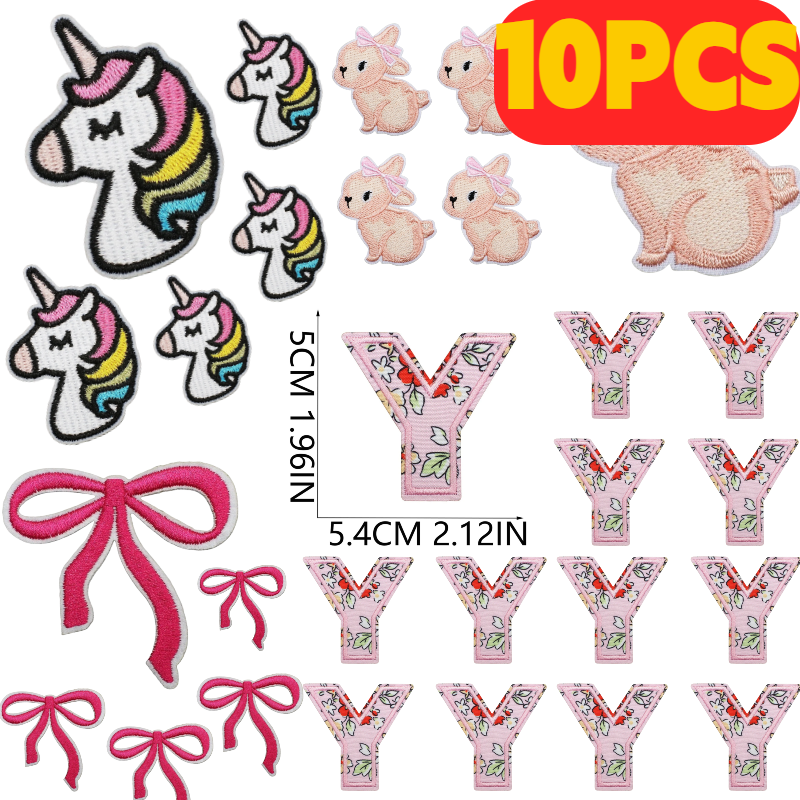 10PCS Pink Letter Cartoon Embr - огляд і ціна Embroidery Alphabet Designs