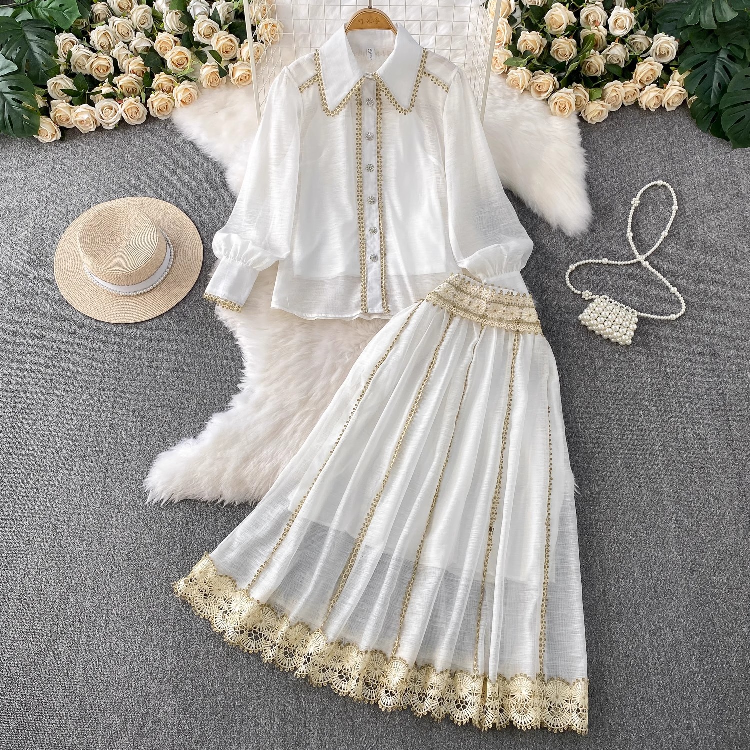 Elegant Shirt Skirt Suit Women - огляд і ціна Embroidery On Shirt