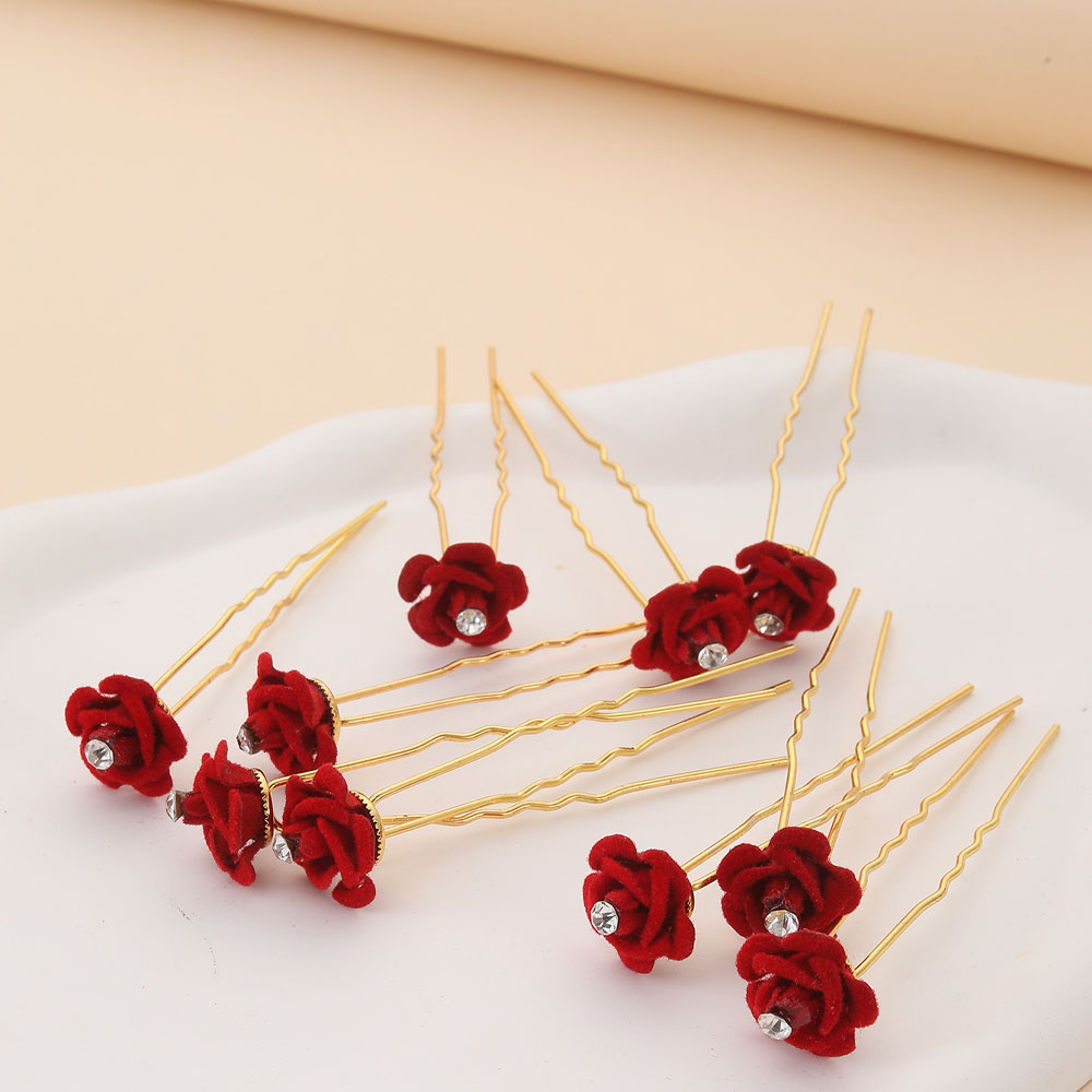 10Pcs Rose Hair Accessories We - огляд і ціна Embroidery Red