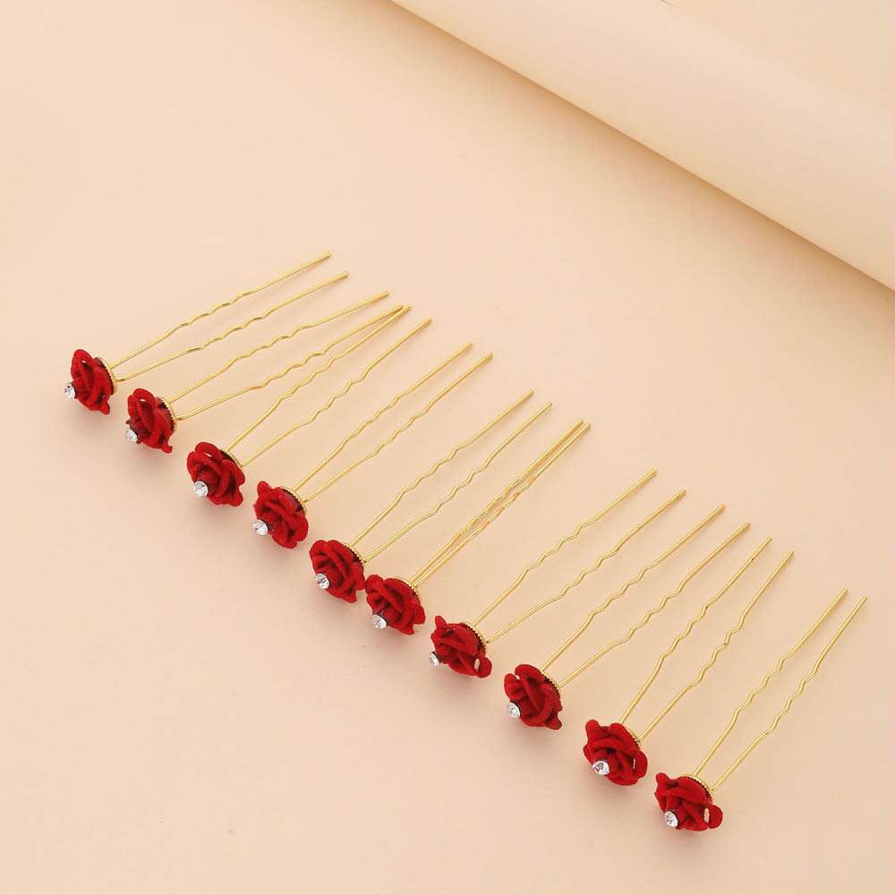 10Pcs Rose Hair Accessories We - огляд і ціна Embroidery Red