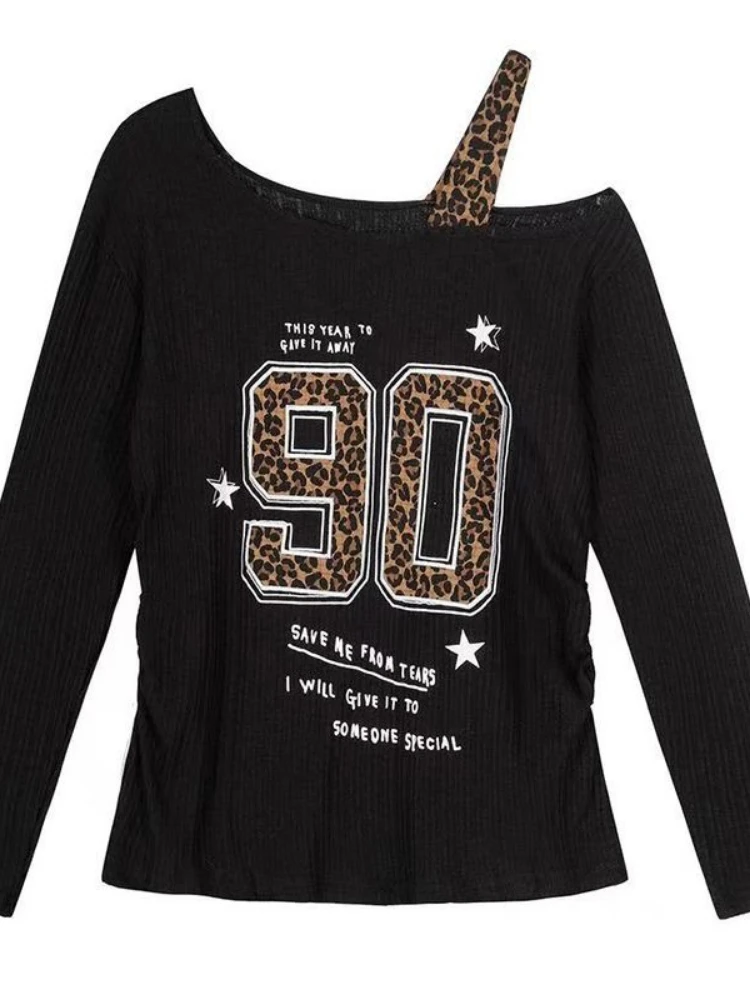 Y2K Patchwork Leopard Print T- - огляд і ціна Embroidery A