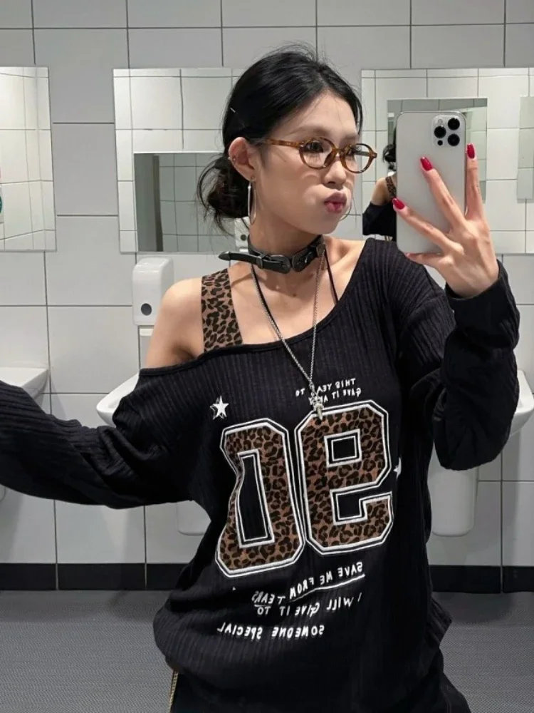 Y2K Patchwork Leopard Print T- - огляд і ціна Embroidery A