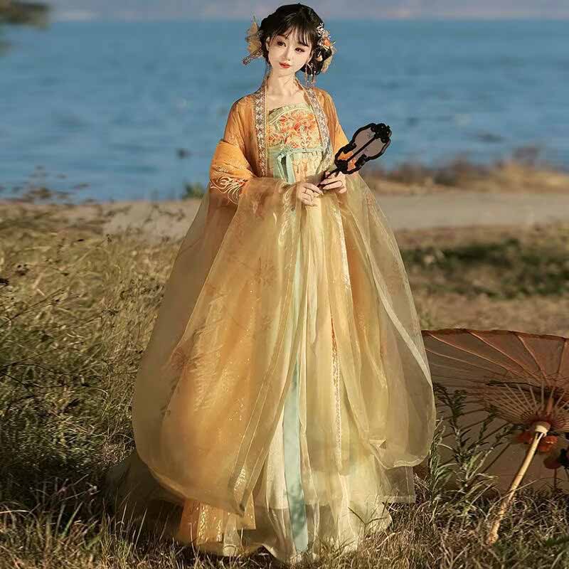Women's Traditional Chinese Ha - огляд і ціна Embroidery Yellow Dress