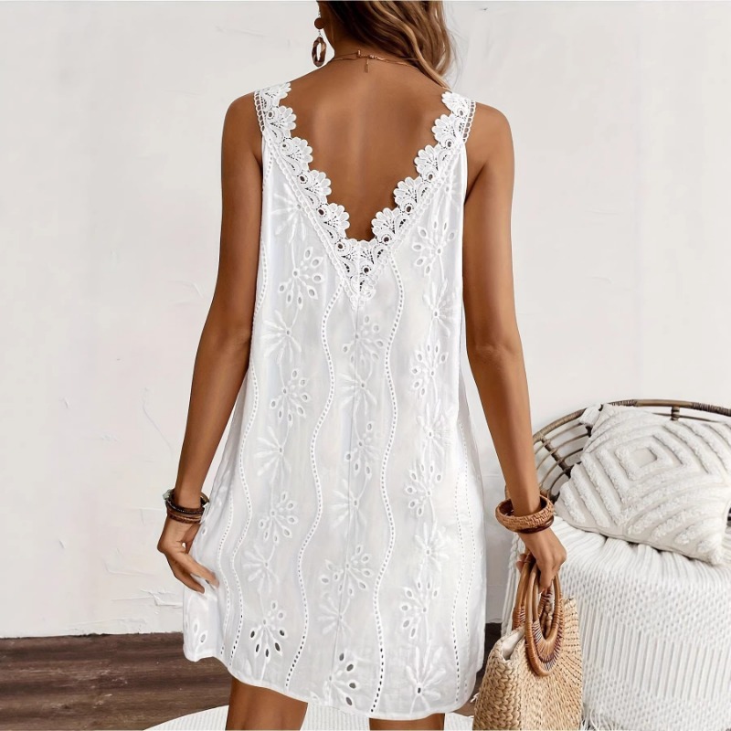 Women's White V Neck Eyelet Em - огляд і ціна Embroidery Eyelet