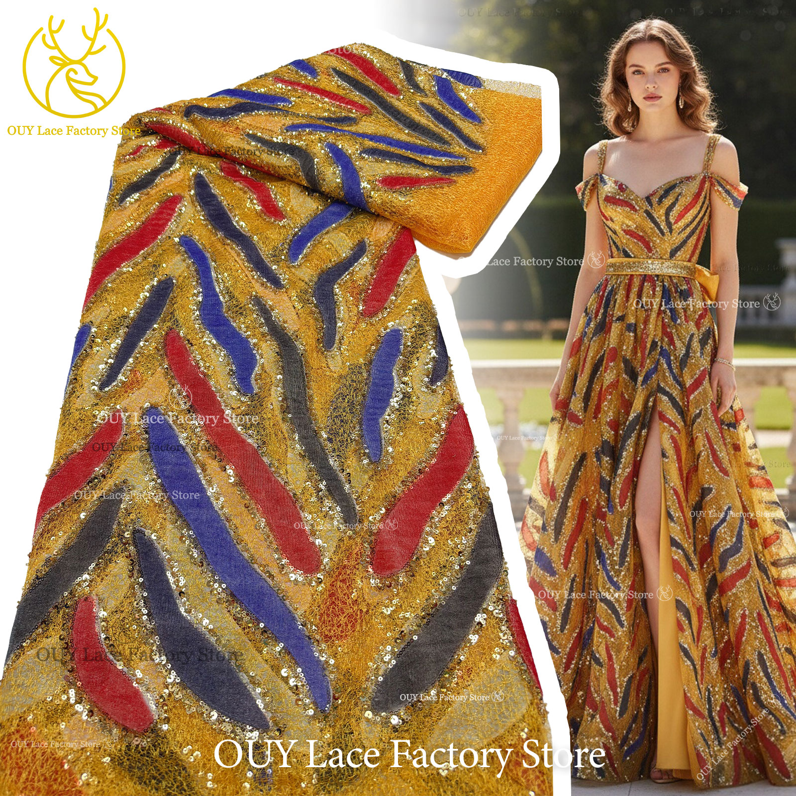 Golden Yellow French Tulle Emb - огляд і ціна Embroidery Yellow Dress