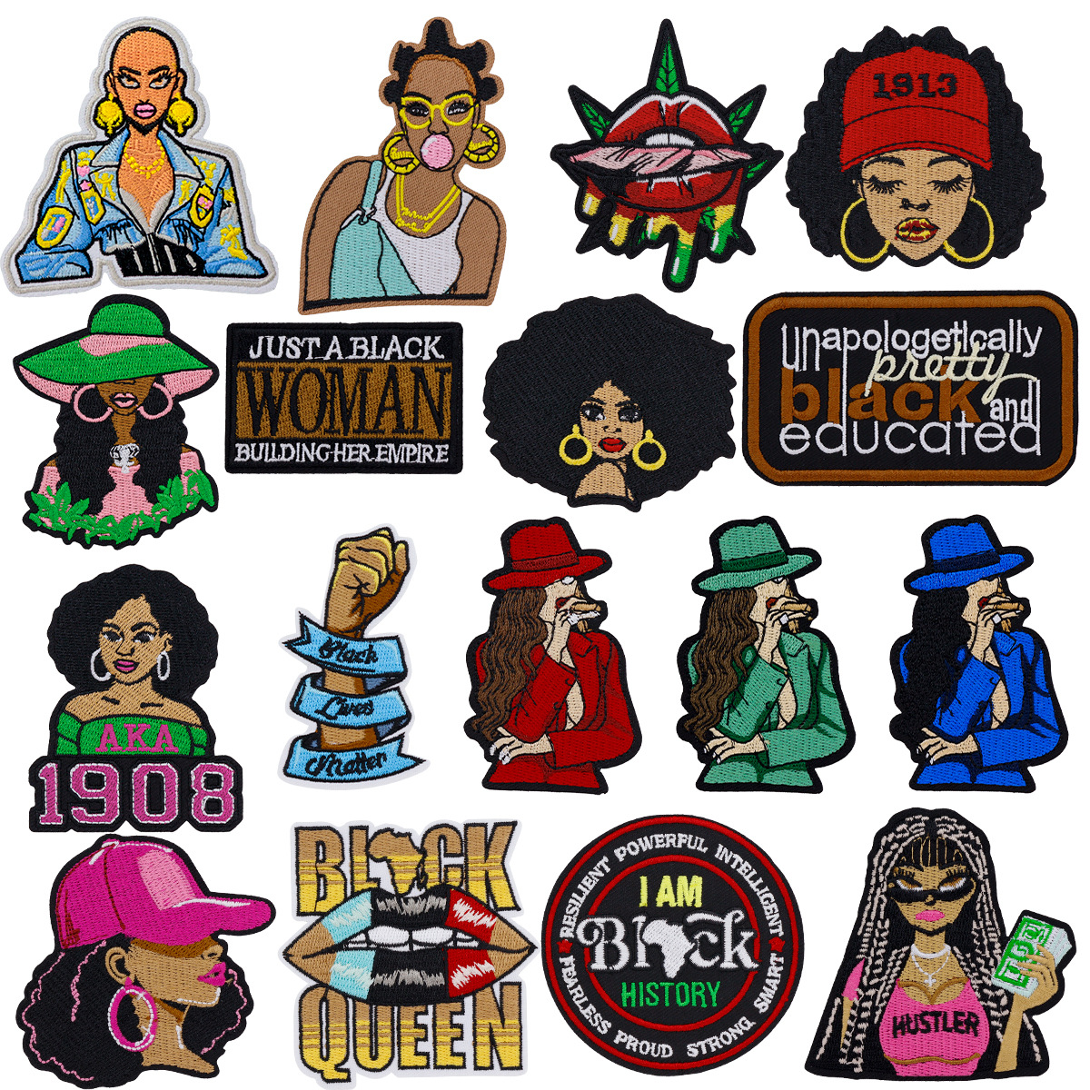 Cartoon Fashion Black Girl Wom - огляд і ціна Embroidery On Black Shirt