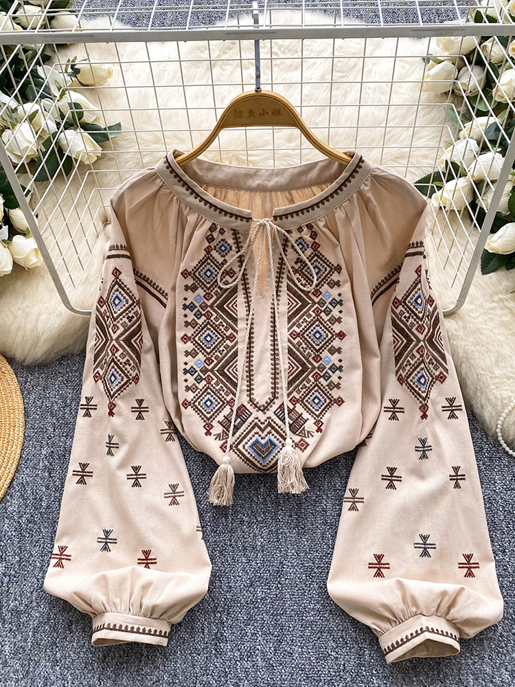 Women Autumn Blouse Loose Arti - огляд і ціна Embroidery On Shirt
