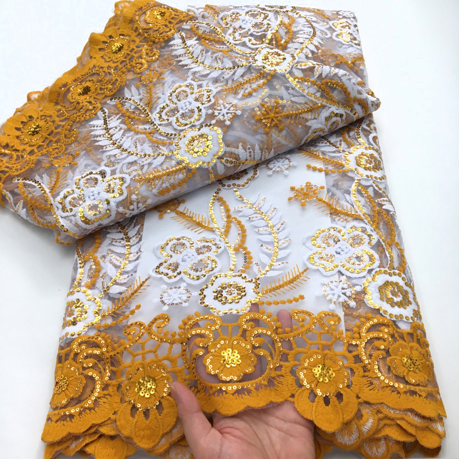 Yellow Milk Silk Mesh Lace Fab - огляд і ціна Embroidery Yellow Dress