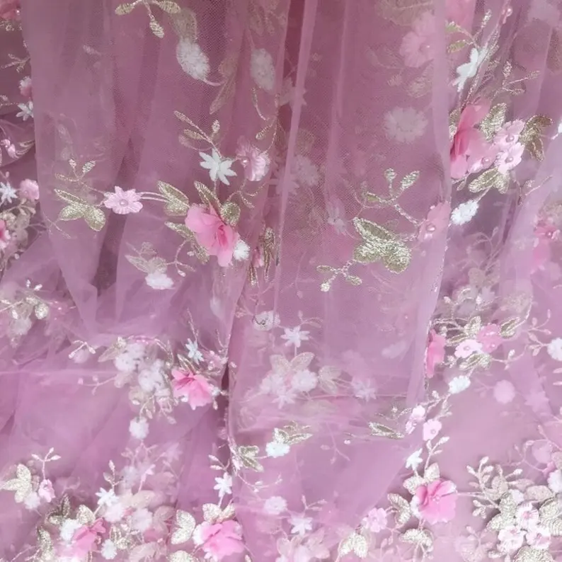 7 colors 3D chiffon flowers go - огляд і ціна Embroidery Veil