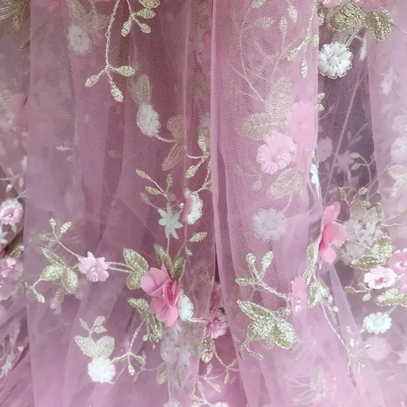 7 colors 3D chiffon flowers go - огляд і ціна Embroidery Veil