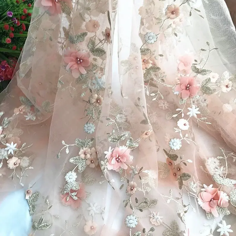 7 colors 3D chiffon flowers go - огляд і ціна Embroidery Veil