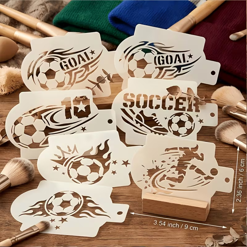 6Pcs Football Stencils for Pai - огляд і ціна Embroidery Art Painting