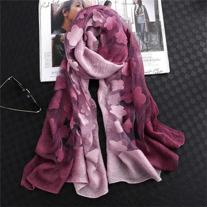 Women Simulation Silk Cut Flow - огляд і ціна Embroidery Shawl