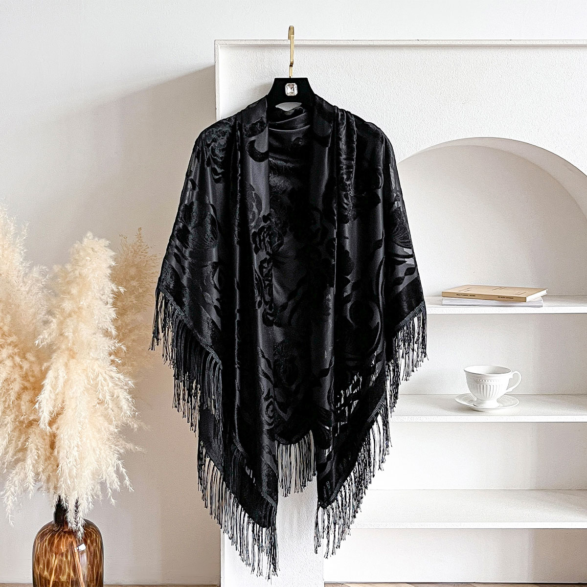 Retro Velvet Tassel Scarf Flor - огляд і ціна Embroidery Shawl