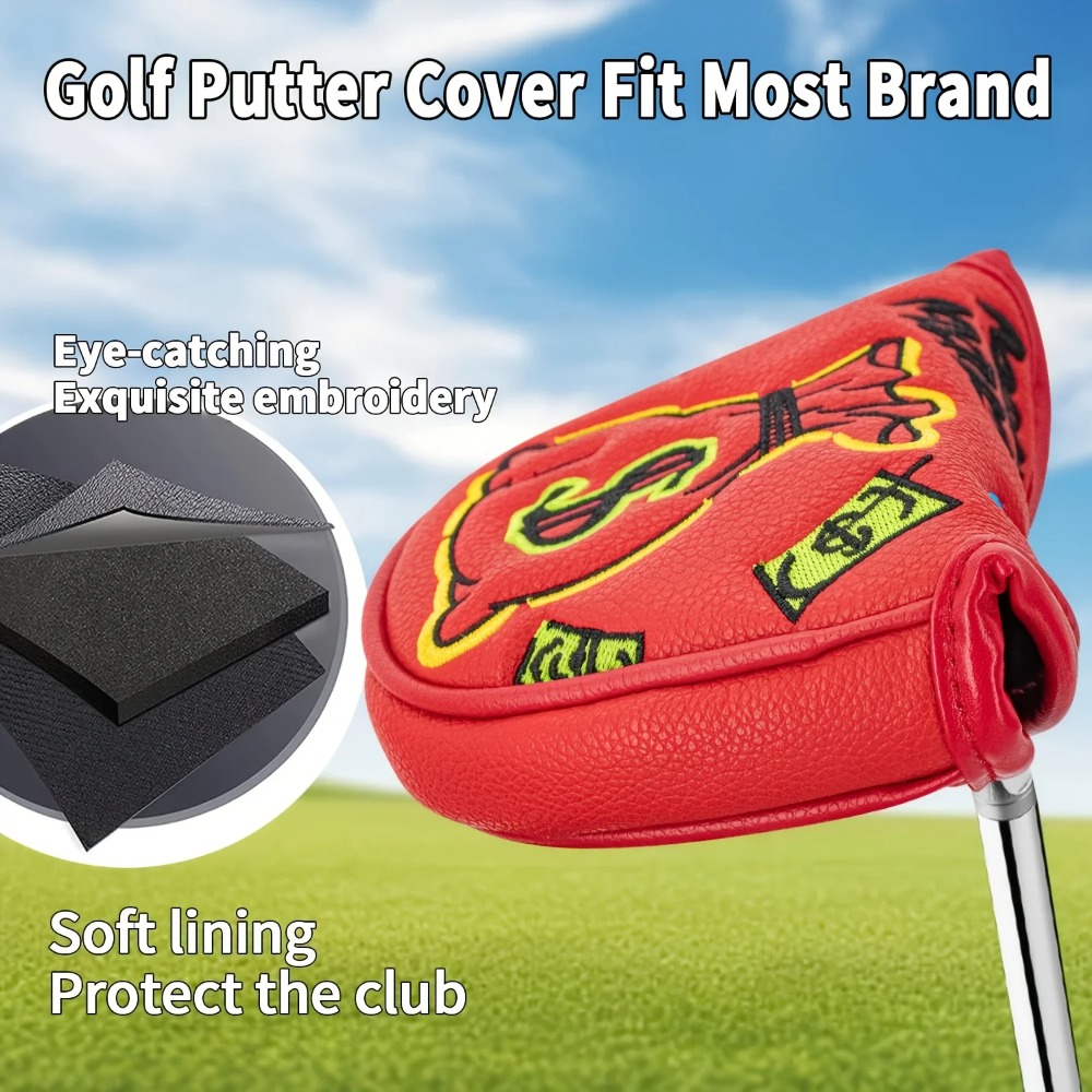 Golf Putter Cover | Half Round - огляд і ціна Embroidery Red