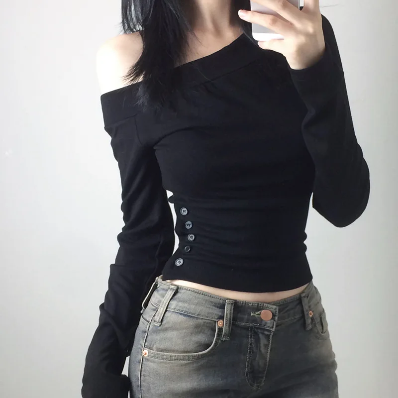 Y2K Vintage Pleated Button T-S - огляд і ціна Embroidery A