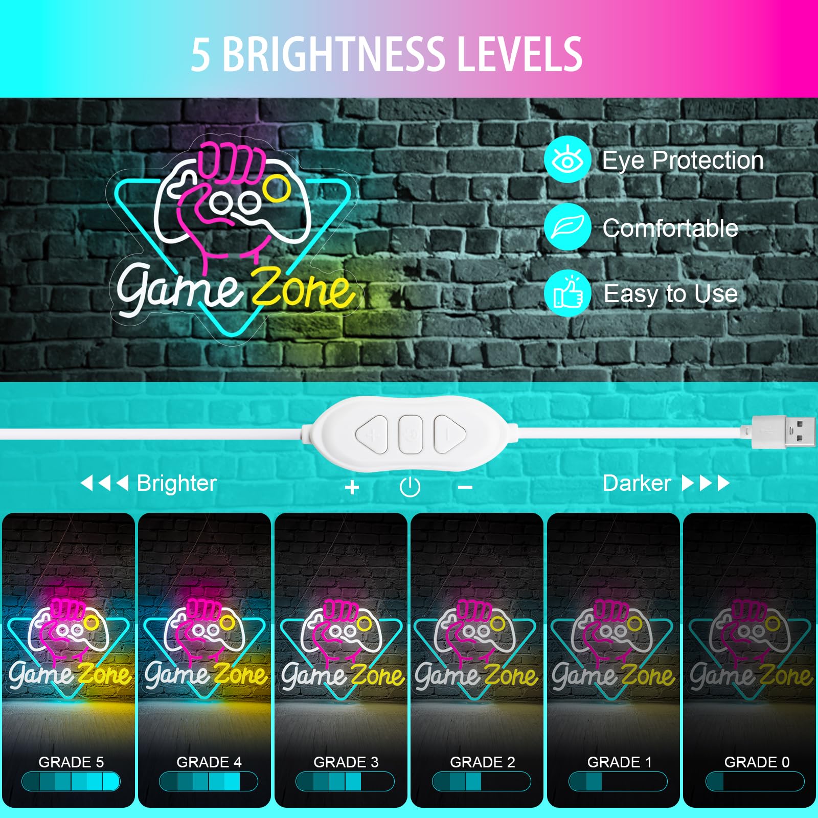 Game Zome Neon Sign LED Wall D - огляд і ціна Embroidery Studio