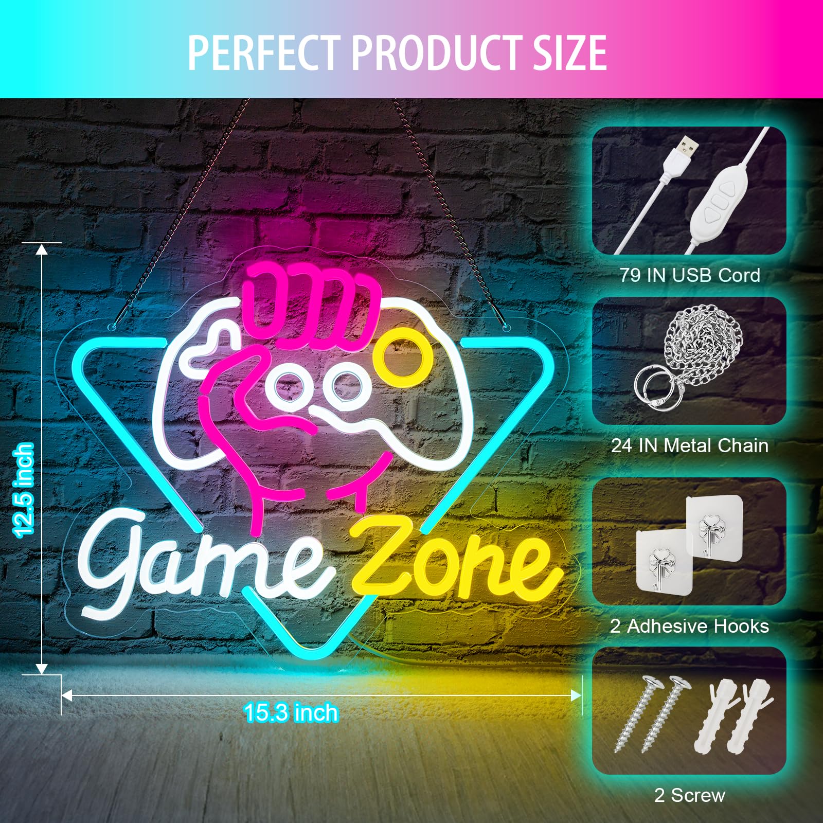Game Zome Neon Sign LED Wall D - огляд і ціна Embroidery Studio