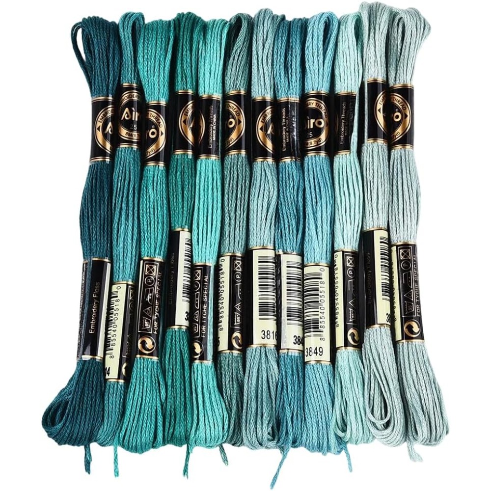 12 Skeins 6 Strands Green Embr - огляд і ціна Embroidery Gradient